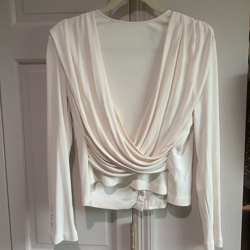 Topshop Boutique cream faux wrap top.